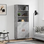 vidaXL Buffet haut Gris béton 69 5x34x180 cm Bois d'ingénierie