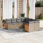 vidaXL Salon de jardin avec coussins 8 Pièces beige résine tressée