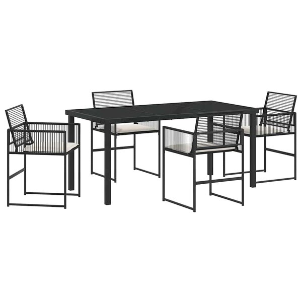 vidaXL Ensemble de salle à manger pour jardin 5 Pièces Noir Poly rotin