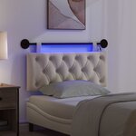 vidaXL Tête de lit suspendue Avec lumière LED Crème Tissu