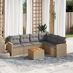 vidaXL Salon de jardin avec coussins 7 Pièces beige résine tressée