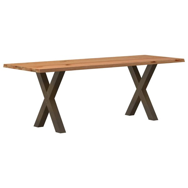 vidaXL Table à manger et bord naturel bois massif chêne rectangulaire