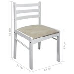 vidaXL Chaises à manger lot de 4 blanc hévéa solide et velours