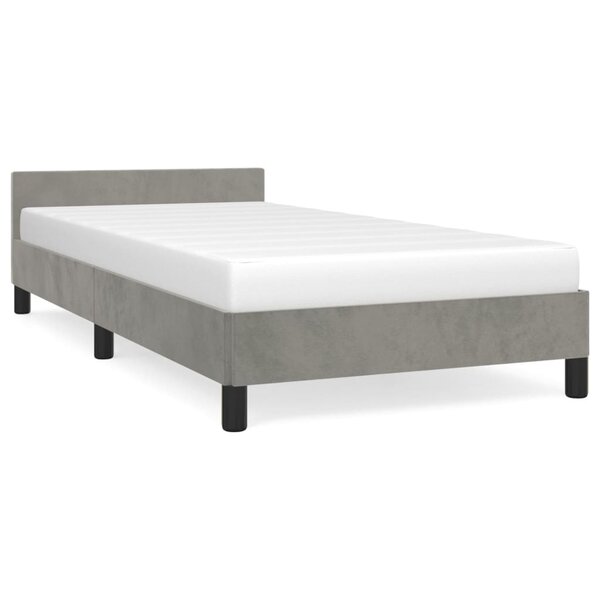 vidaXL Cadre de lit avec tête de lit Gris clair 100x200 cm Velours