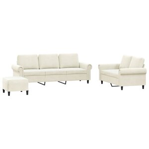 vidaXL Ensemble de canapés 3 Pièces avec coussins Crème Velours