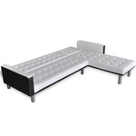 vidaXL Canapé-lit en forme de L similicuir blanc