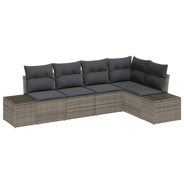 vidaXL Ensemble de canapé de jardin avec coussin 5 Pièces Gris