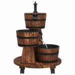 vidaXL Fontaine à eau sur roues pompe 55x55x80 cm bois de sapin massif