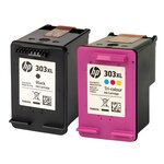 Pack de 2 cartouches d'encre authentiques HP 303XL Noir et couleurs - programme SECOND