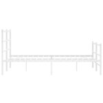 vidaXL Cadre de lit métal sans matelas et pied de lit blanc 135x190 cm