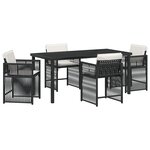 vidaXL Ensemble de salle à manger de jardin de 5 pièces avec coussins en rattan poly noir