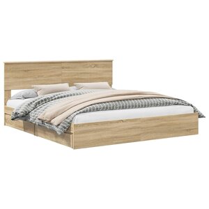 vidaXL Lit de Rangement Chêne Sonoma 180 x 200 cm Bois d'ingénierie