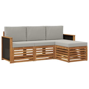 vidaXL Ensemble de canapés d'extérieur 4 pc Naturel et gris clair