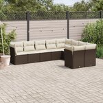 vidaXL Salon de jardin avec coussins 9 Pièces marron résine tressée
