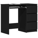 vidaXL Bureau Noir 90x45x76 cm Bois d’ingénierie