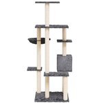 vidaXL Arbre à chat avec griffoirs en sisal Gris foncé 142 cm