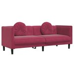 vidaXL Ensemble de canapés 3 Pièces avec coussins rouge bordeaux velours