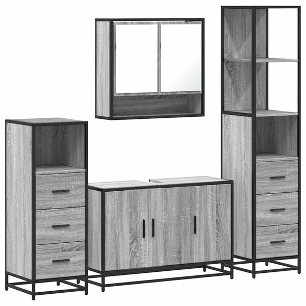 vidaXL Ensemble de meubles de salle de bain 4 Pièces sonoma gris