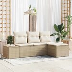 vidaXL Ensemble de canapé de jardin avec coussin 4 Pièces Beige et crème