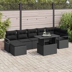 vidaXL Ensemble de canapé de jardin avec coussin 8 Pièces Noir