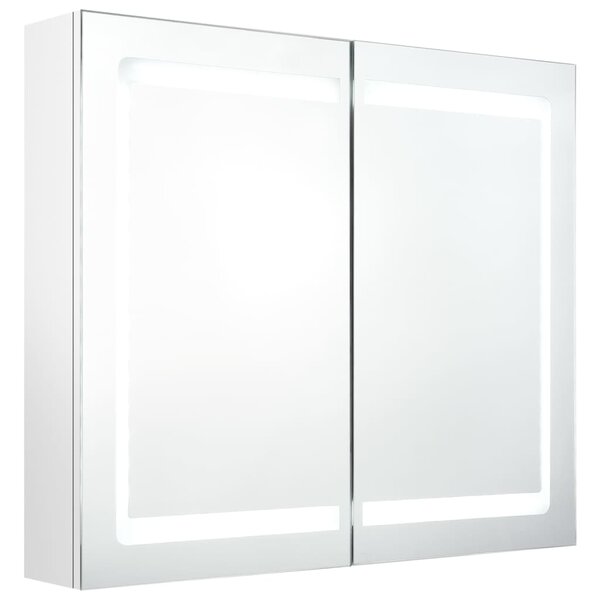 vidaXL Armoire de salle de bain à miroir LED Blanc brillant 80x12x68cm