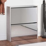 vidaXL Armoire à chaussures et miroir 2 niveaux Gris béton 63x17x67 cm