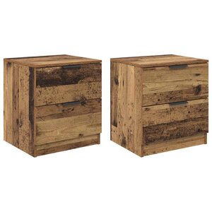 vidaXL Cabinet de chevet avec tiroir 2 Pièces Bois ancien 45 x 39 x 50 cm