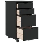 vidaXL Armoire roulante avec tiroirs MOSS noir bois de pin solide