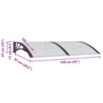 vidaXL Auvent de porte Noir 150x100 cm Polycarbonate