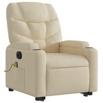 vidaXL Fauteuil inclinable de massage électrique Crème Tissu
