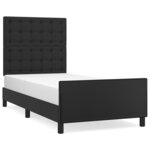 vidaXL Cadre de lit avec tête de lit Noir 90x200 cm Similicuir