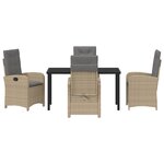 vidaXL Ensemble de salle à manger de jardin de 5 pièces avec coussins Beige Rattan Synthétique