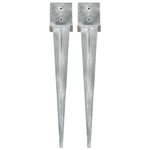 vidaXL Piquets au sol 2 pcs Argenté 14x14x91 cm Acier galvanisé