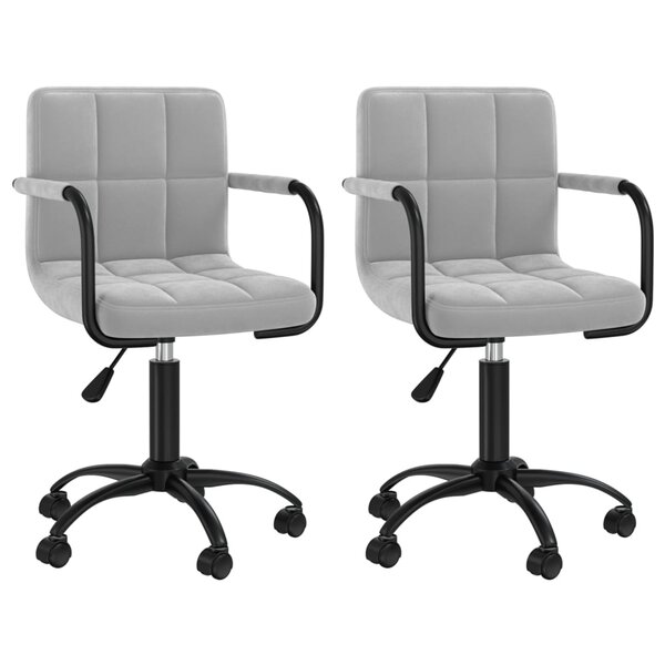 vidaXL Chaises pivotantes à manger lot de 2 gris clair velours