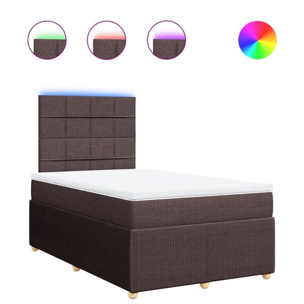 vidaXL Sommier à lattes de lit et matelas marron foncé 120x190cm tissu
