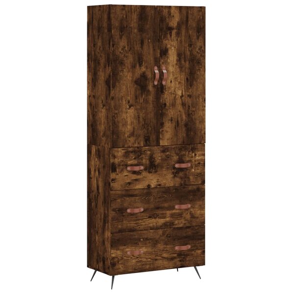 vidaXL Buffet haut Chêne fumé 69 5x34x180 cm Bois d'ingénierie