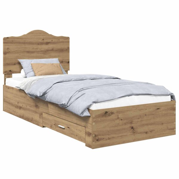 vidaXL Cadre de lit Chêne artisanal 90 x 190 cm Bois d'ingénierie