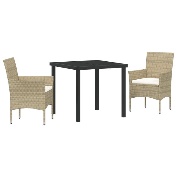 vidaXL Set de Jardin 3 Pièces Beige Rotin Synthétique