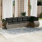 vidaXL Salon de jardin 6 Pièces avec coussins gris résine tressée