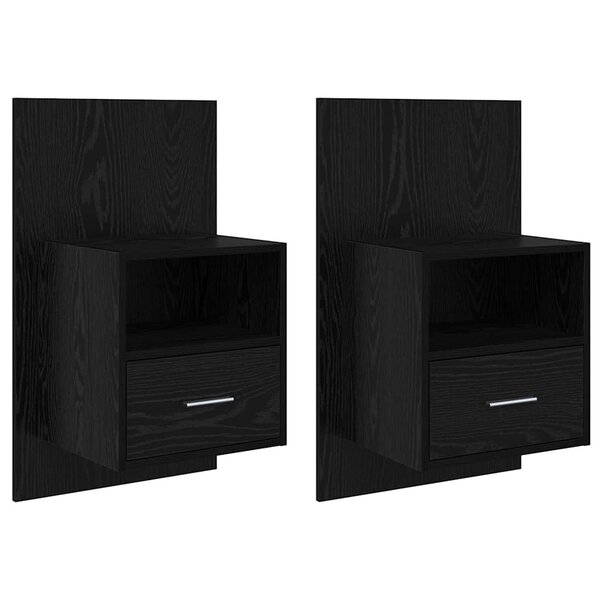 vidaXL Cabinet de chevet avec tiroir 2 Pièces Chêne noir 50 x 32 5 x 80cm