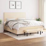 vidaXL Sommier à lattes de lit avec matelas Crème 180x200 cm Tissu