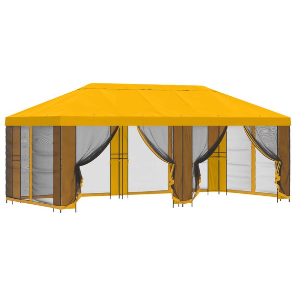 vidaXL Gazebo avec murs latéraux 6 x 3 m Jaune Polyester et Acier 190