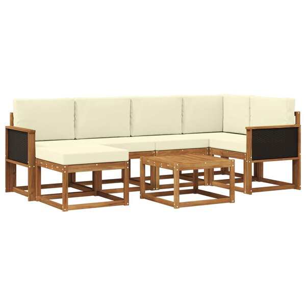 vidaXL Ensemble de canapés d'extérieur 7 pc Naturel et Crème