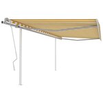 vidaXL Auvent manuel rétractable avec poteaux 4 5x3 5 m Jaune et blanc