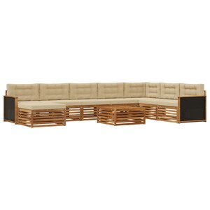vidaXL Ensemble de canapés d'extérieur 9 Pièces Naturel et Beige