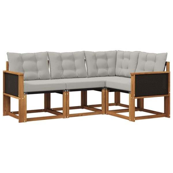 vidaXL Ensemble de canapés d'extérieur 4 pc Naturel et gris clair