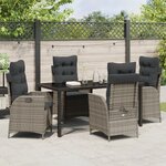 vidaXL Set de 5 de Mobilier de Jardin avec Coussins Gris Poly Rattan