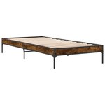 vidaXL Cadre de lit chêne fumé 75x190 cm bois d'ingénierie et métal