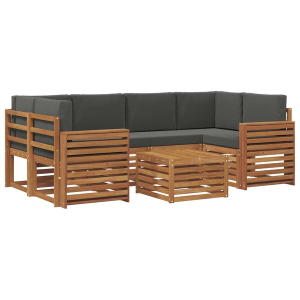 vidaXL Ensemble de canapés d'extérieur 7 pc Naturel et Anthracite