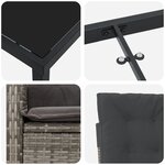 vidaXL Ensemble de salle à manger de jardin de 3 pièces avec coussins gris poly rattan